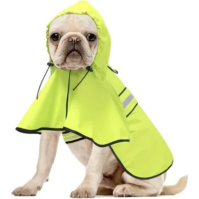 Produktbild von Regenmantel für Hunde, Einstellbare Regenjacke Hund,Wasserdicht, Regenjacken für Hunde Mit Kapuze,22.5"*20.0”,Brustumfang 19”-32” ,Grün