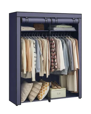 Produktbild von SONGMICS Kleiderschrank, mit 2 Kleiderstangen, faltbar, dunkelblau