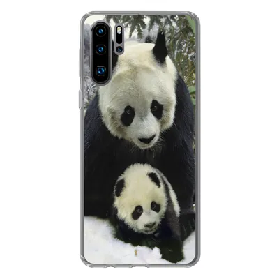 Produktbild von MuchoWow® Handyhülle Schutzhülle Hülle für Huawei P30 Pro Panda - Jungtier - Schnee Silikon Softcase Handy Hülle - Schutzdeckel