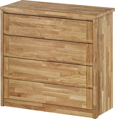 Produktbild von Grifflose Holzkommode Holzschrank mit 4 Schubladen Natur Eiche 90.50-35