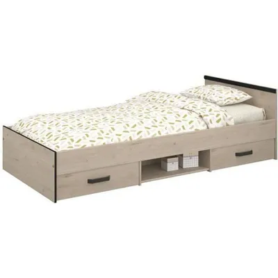 Obrázok produktu pre Béžovo-čierna detská posteľ s úložným priestorom 90 x 200 cm