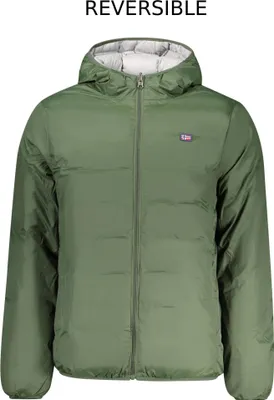Produktbild von Wendbare Herrenjacke mit Kapuze – Grün, 2 Taschen & Applikation