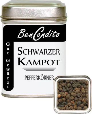 Produktbild von Schwarzer Kampot Pfeffer 70 Gr. Dose