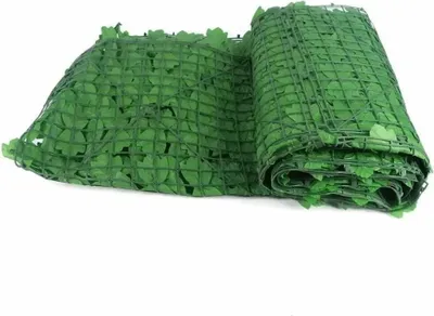 Image de Panneau de protection en faux lierre - Haie artificielle de 1 m / 3 m - Clôture en feuilles de plastique - Décoration pour jardin, balcon ou mur - Vert