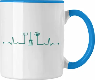 Produktbild von Trendation - Herzschlag Gärtner Tasse mit Spruch Garten Hobbygärtner Geschenk Lustig Gärtnerin Geschenkidee (Blau)