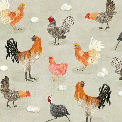 Produktbild von 20 Servietten Poules - Viele lebhafte Hühner 33x33cm