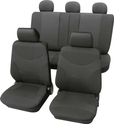 Produktbild von Auto Sitzbezüge Universal Komplett Set 17-teilig - Vesuv anthrazit, Eco Class mit SAB 1 Vario Plus | Autositzbezüge / Schonbezüge von PETEX