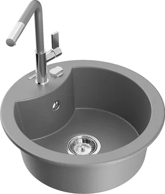 Image de Diego granit 1 bac avec mitigeur Flora, gris (6512-71-670401-06)