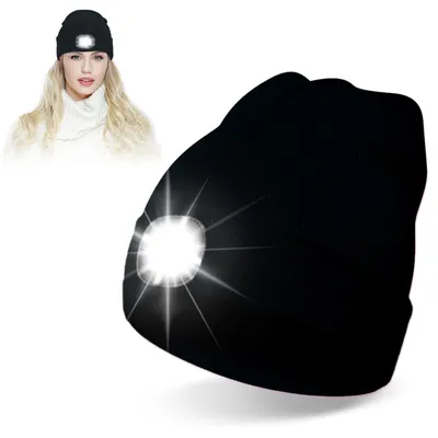 Produktbild von UQTUKO LED Mütze mit Licht, Wiederaufladbare USB Strickmütze mit Licht Beanie Be
