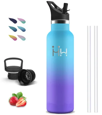Isolierflasche 1 l, BPA-frei, auslaufsicher, 18/8 Edelstahl, mit Strohhalm