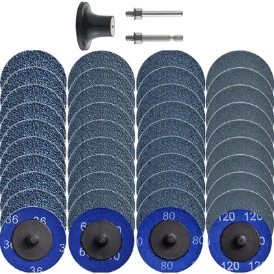 Productafbeelding van Snelwissel schijven, zirkoonkorund, 40 stuks, 2 inch met 1/4" houder, voor oppervlaktebewerking en het verwijderen van scherpe randen