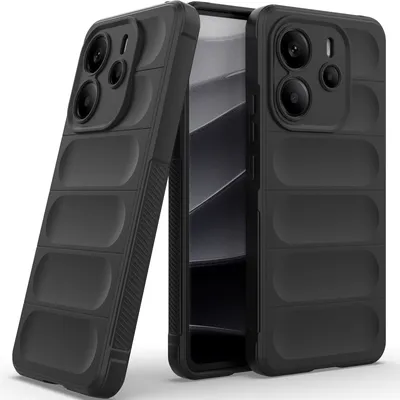 Two black phone cases are shown, one in the foreground and one in the background, with a phone visible inside the background case.