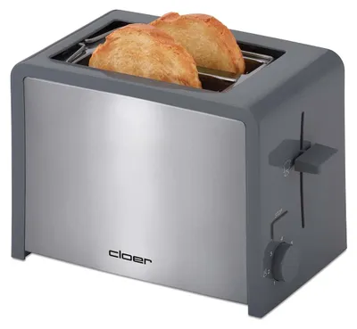 Broodrooster 2 Schlitze 825 W Edelstahl Grau mit Brötchenaufsatz