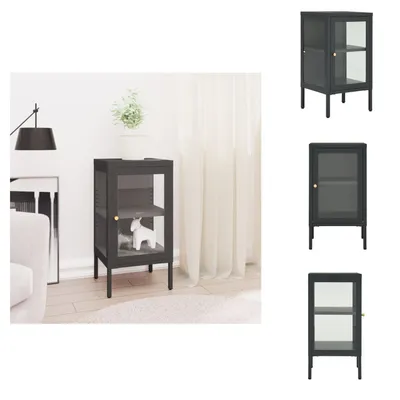 Image de Buffet vidaXL anthracite 38 x 35 x 70 cm en acier et verre - Buffets