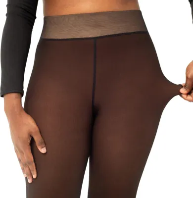 Produktbild von Damen-Fleece-gefütterte Winterstrumpfhose, hochtailliert, Übergröße, transparent, warm, wärmend, täuschend echt, dick, ideal für Kleider, Dates und Partys