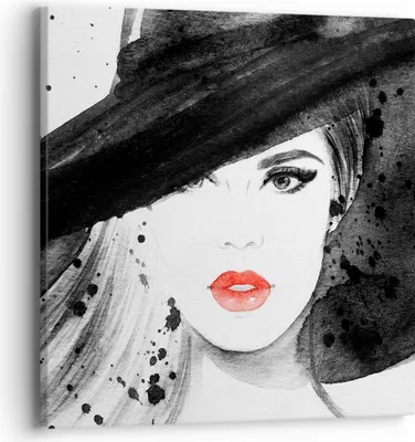 Produktbild von Bild auf Leinwand - Leinwandbild - Frau Gesicht Lippen - 40x40cm - Wand Bild - Wanddeko - Wandbilder - Leinwanddruck - Bilder - Kunstdruck - Wanddekoration - Leinwand bilder - Wandkunst - AC40x40-3916