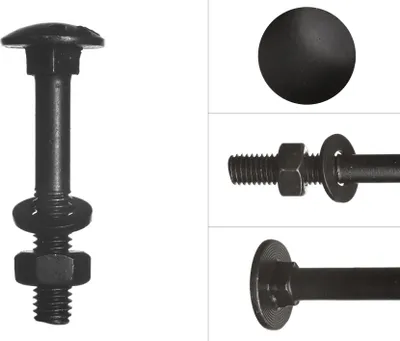Produktbild von Schlossschrauben mit Mutter und Scheibe verzinkt schwarz M6 x 40 mm - pro 25 Stück