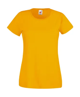 Produktbild von Fruit of the Loom Damen Rundhals Basic T-Shirt Shirt Kurzarm, Größe:S (10), Farbe:Sunflower