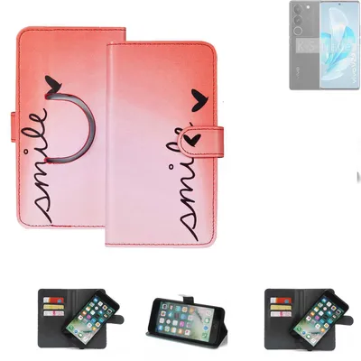 Produktbild von K-S-Trade Schutzhülle Handyhülle kompatibel mit Vivo V29 Hülle cover bookstyle Etui ''smile'' rot Standfunktion Kameraschutz (1Stk)