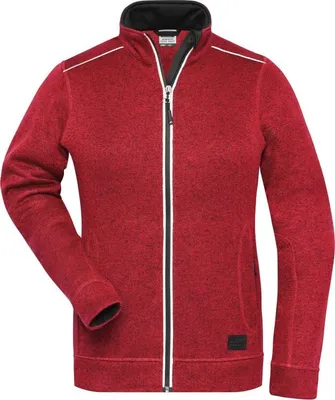 Produktbild von Pflegeleichte Strickfleece-Jacke red-melange/black, Gr. 4XL