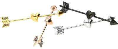 Produktbild von Zungenpiercing, Intim-Piercing Chirurgenstahl Industrial Ohrpiercing PFEIL + HERZ