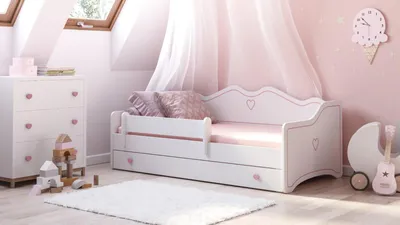 Immagine prodotto di Lettino EMMA con cassetto e spondina 160x80 rosa
