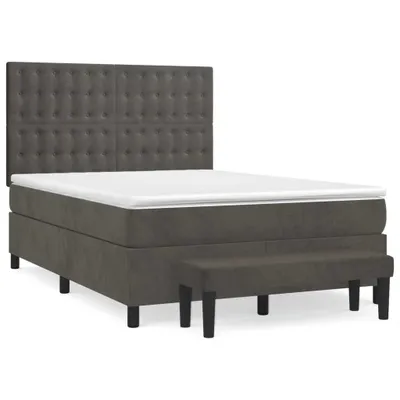 Productafbeelding van vidaXL Boxspringbed met matras, donkergrijs, 140x200 cm, fluweel