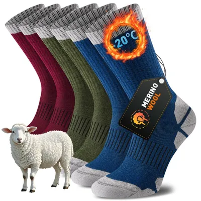 Produktbild von Wandersocken aus Wolle - Thermosocken - Warm und dick - 3 Paar - Für Damen und Herren