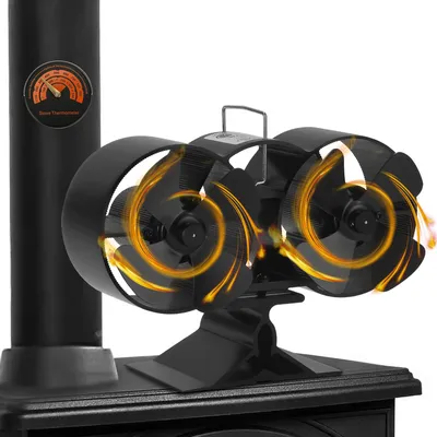 Obrázek produktu pro Krbový ventilátor Fiqops Ventilátor na kamna Ventilátor na kamna 8 lopatek 50 ℃ start tichý provoz Ventilátor na kamna na dřevo, tepelně poháněný s teploměrem