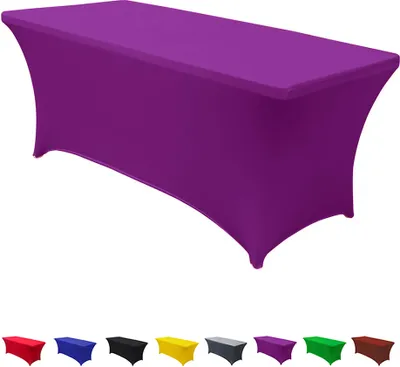 Produktbild von 183 x 74 x 76 cm Violett Fitted Polyester Tischdecke Rechteckige Stretch Tischdecke Bankett Party Show