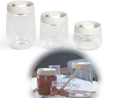 Produktbild von Set mit 3 Vakuumbehältern – LIVOO – MEN401 – 400 ml, 800 ml und 1,2 l – Borosilikatglas – Gefriergeeignet