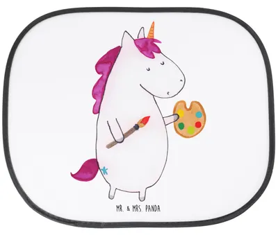 Produktbild von Mr. & Mrs. Panda Auto Sonnenblende Einhorn Künstler - Weiß - Geschenk, Sonnenschutz Fürs, für Autoscheiben, Welt, Artist, Seitenscheibe, Unicorn, Malen, Einhörner