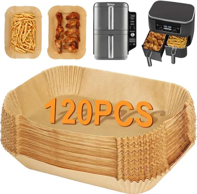 Produktbild von 120Stš¹ck Backpapier fš¹r Hei?luftfritteuse Ninja Double Stack XL 9.5L SL400EU, Air Fryer Zubeh?r, Backpapier fš¹r AF300EU AF400EU,Ninja Double Stack XL, Cookwise & anderen Dual Zone Airfryer