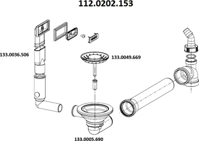 Produktbild von FRANKE Ab- u. Überlaufgarnitur 112.0202.153 für KBX 110-34 mit Handbetätigung