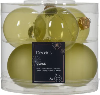 Productafbeelding van Kerstbal glas d6 cm pistache 6st kerst Decoris