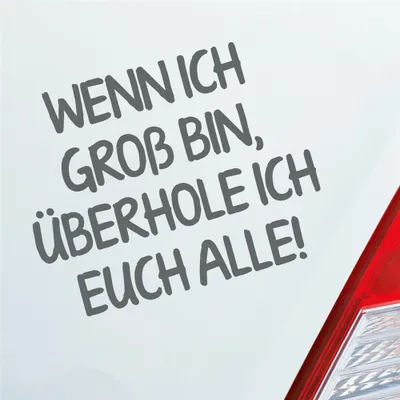 Produktbild von Auto Aufkleber Wenn ich groß bin, überhole ich euch alle! 12x9 cm Grau Sticker Heckscheibenaufkleber