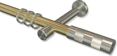Produktbild von Interdeco Gardinenstange, Vorhangstange Messing-Optik / Edelstahl-Optik Modell Prestige Mavell, 20 mm Ø 1-läufig, 160 cm