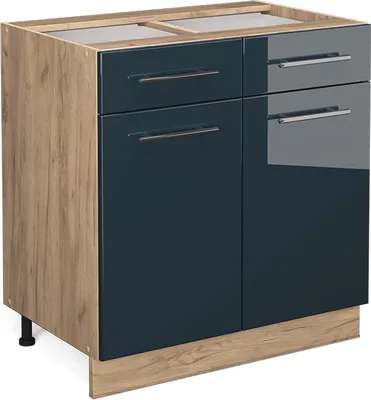 Immagine prodotto di Mobiletto base per cucina Vicco Fame-Line Blu scuro lucido 80 cm senza piano di lavoro, Model 48860