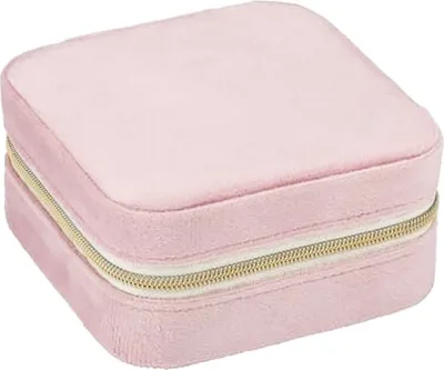 Produktbild von VELVET SCHMUCKBOX eckig für Ringe Ohrringe Halskette Schmuckkasten Schmuckkästchen Organizer Schmuck Etui Box 40 (Rosa-Eckig)