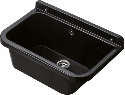 Produktbild von ADGO® Waschbecken Für Waschküche Garage Spüle Schwarz 55x34x21cm