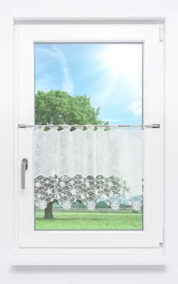 Produktbild von Scheibengardine Plauener Spitze - Blütenmeer (BxH) 144cm * 42cm ecru