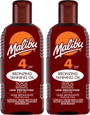 Productafbeelding van Malibu Tanning Oil bruiningsolie SPF4 200 ml 2 stuks
