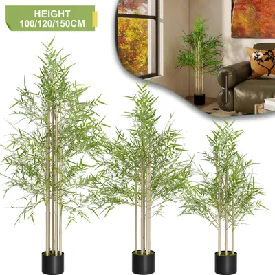 Obrázok produktu pre XINZI 150 cm umelý bambus - odolný, bez potreby údržby, realistický vzhľad, s kvetináčom, do kancelárie/záhrady/obývačky/spálne