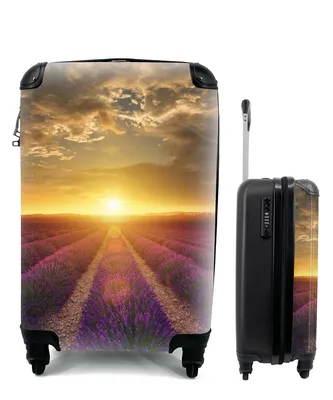 Produktbild von MuchoWow® Koffer Handgepäck Trolley Rollkoffer Kleine Reisekoffer mit 4 Rollen - Sonnenuntergang - Lavendel - Frankreich - Cabin Size < 55x40x23 cm & 55x40x20 cm - Fotokoffer - Kabinenkoffer - Boardgepäck - Reise-Box - Reisekoffer - Reisegepäck - Koffer mit Bild - Trolley für Kinder