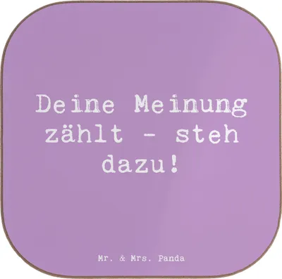 Produktbild von Mr. & Mrs. Panda Untersetzer für Gläser Spruch Mutig zu Meinungen - Lavendeltraum - Geschenk, authentisch sein, Vertrauem, Trost, Holzuntersetzer, Mutmacher, Anderssein
