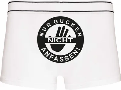 Produktbild von Boxershorts - Mann - Boxer-0032-man-white-h-S - weiß - S - hinten - Nur Kucken, Nicht anfassen - lustiges Motiv - Spruch - Unterwäsche - Unterhose - Freizeit - lustig