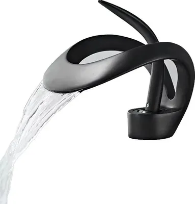 Produktbild von Waschtischarmatur, Antikmessing-Finish, Doppelgriff, Schwarz