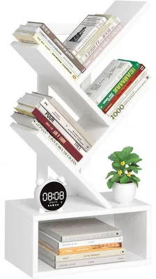 Immagine prodotto di Libreria a forma di albero, 5 ripiani, bianca, organizer da scrivania, contenitore
