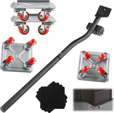 Produktbild von Möbelheber, Möbel-Transportroller-Set 5-teilig - 4 Möbelroller & 1 Lastenheber - Je 150 kg Tragkraft - Anti-Rutsch-Beschichtung - mühelos Verschieben
