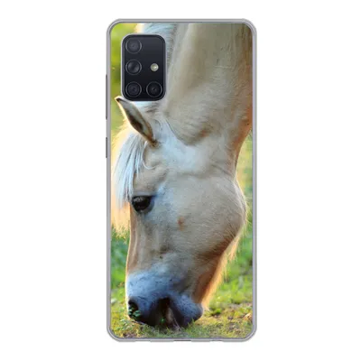 Produktbild von MuchoWow® Handyhülle Schutzhülle Hülle für Samsung Galaxy A51 Weidendes Fjordpferd an einem Sommertag Silikon Softcase Handy Hülle - Schutzabdeckung